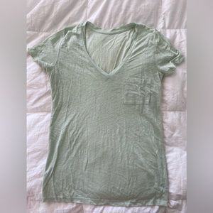 JCrew Linen V-Neck with Cute Pocket, size XS in Light Green